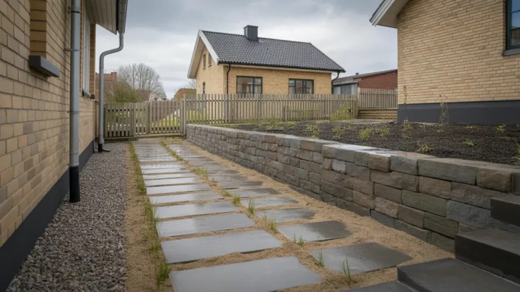 stens ttning av g ngar samt byggnation av st dmur i teckomatorp sval v